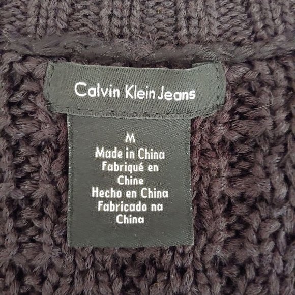 Calvin Klein long sleeve crew neck scoop side thick woven texture sweater/M/blk - Picture 9 of 9